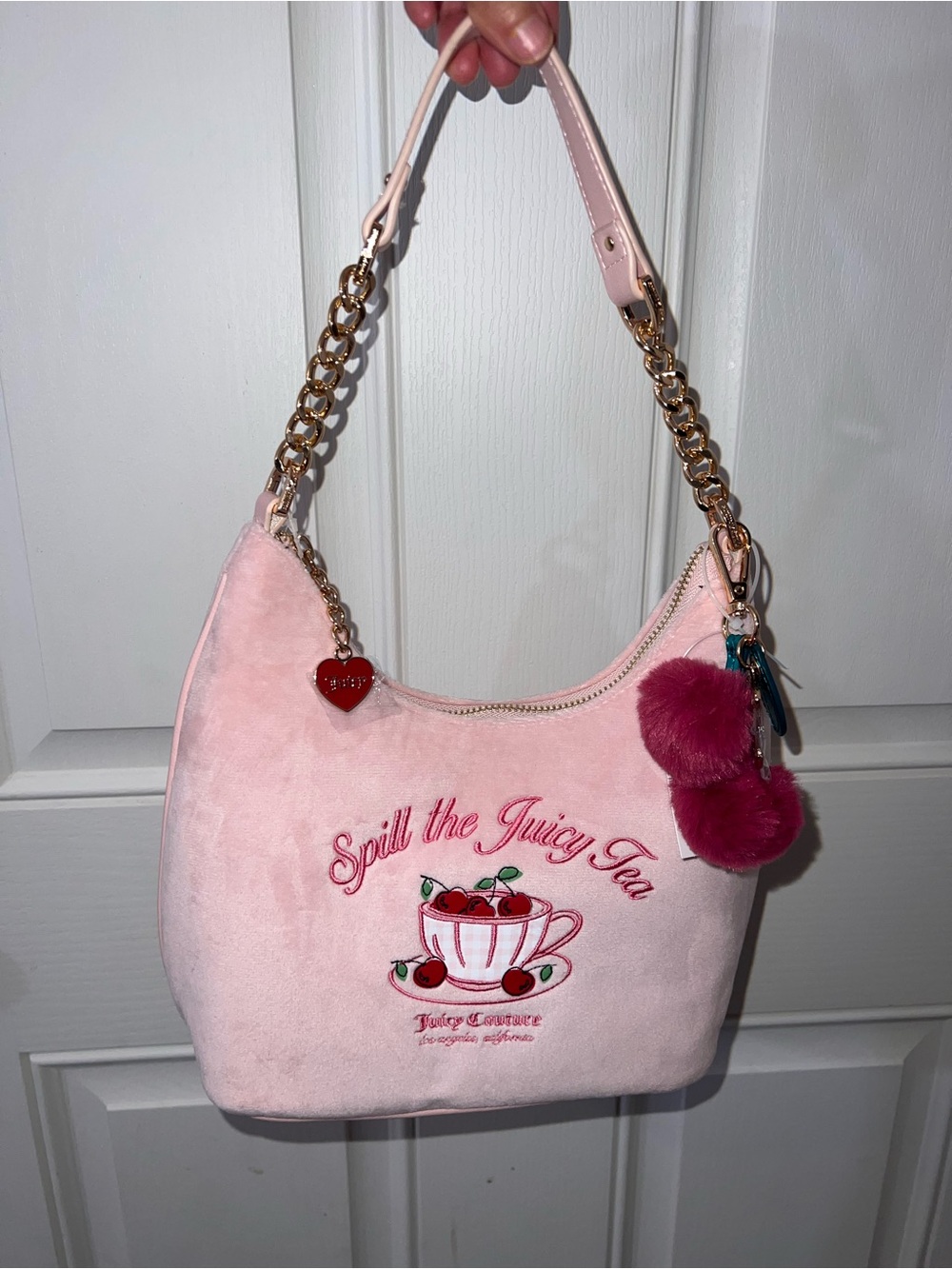 Juicy Couture Spill the Juicy Tea hobo Pink Clay bag purse